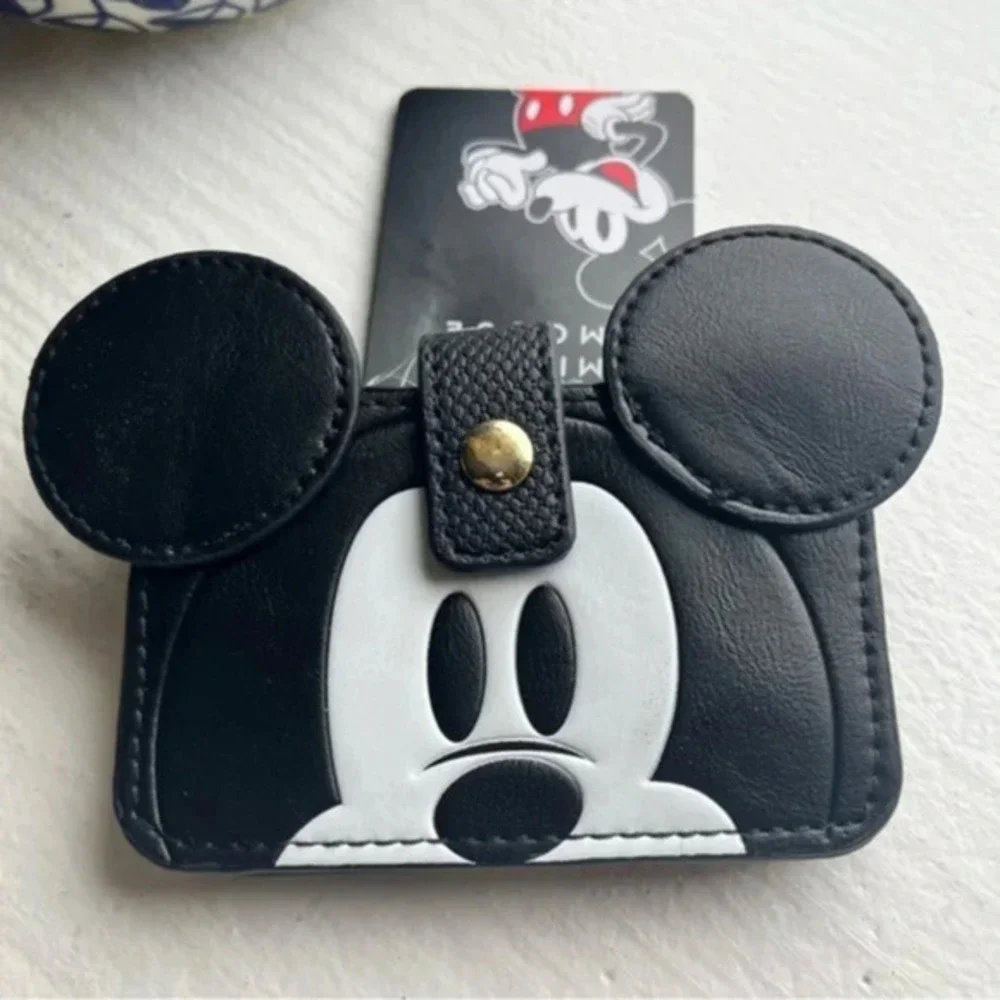 Disney Mickey Mouse Embossed Snap Wallet Black Faux Leather NWT